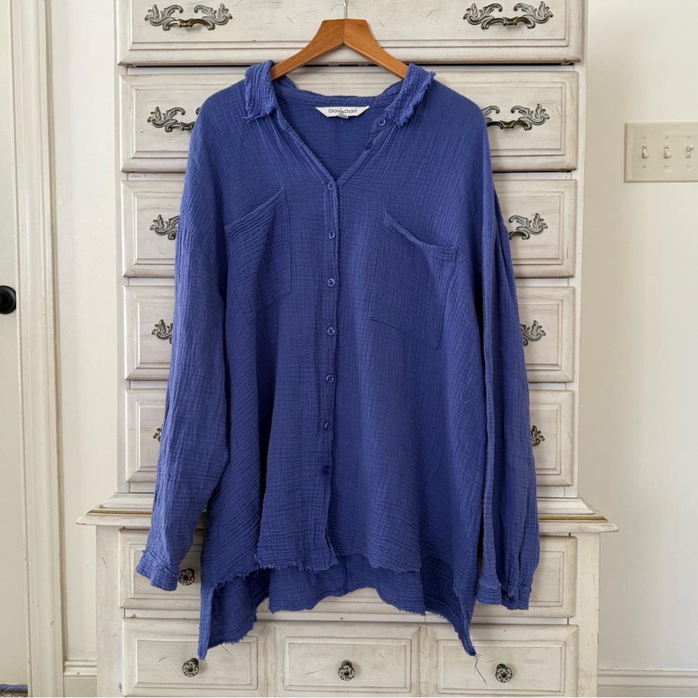 Vici Blue Button-Up Top